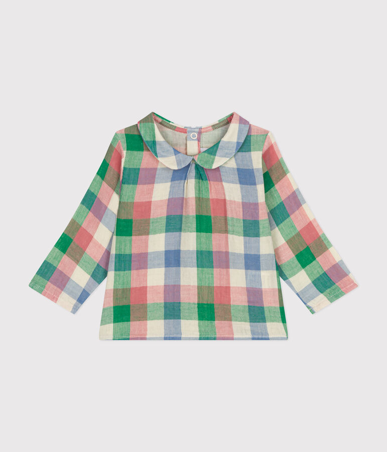 Babies' cotton gauze blouse Ecru/multicolor