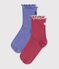 2 pairs of babies' heart-pattern cotton socks multicolor