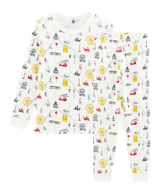 Boys' Ribbed Pyjamas MARSHMALLOW white/MULTICO white