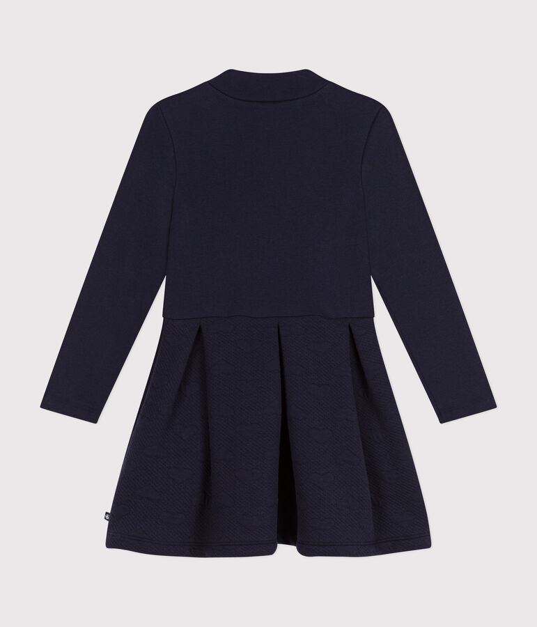 Girls' long-sleeved dress in two materials blue