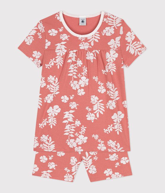 Girls' Hawaiian Cotton Short Pyjamas PAPAYE pink/MULTICO