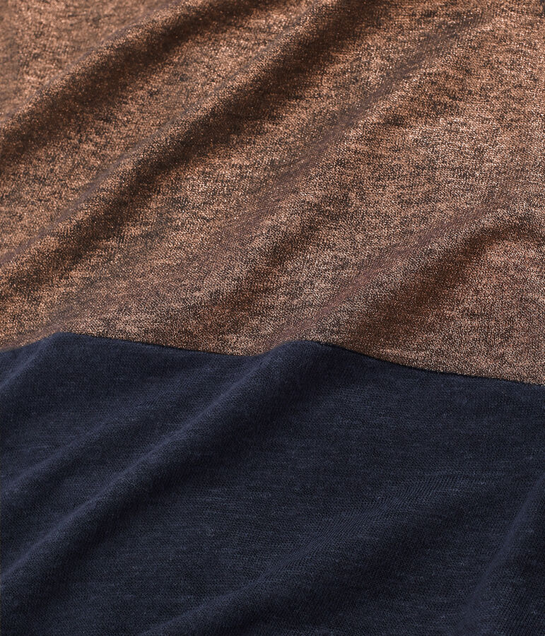 Women's iridescent linen short-sleeved dress SMOKING blue/COPPER pink