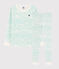 Boys' Green Snugfit Wave Print Cotton Pyjamas MARSHMALLOW white/VERT