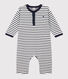 Babies' Thick Jersey Stripy Breton Jumpsuit