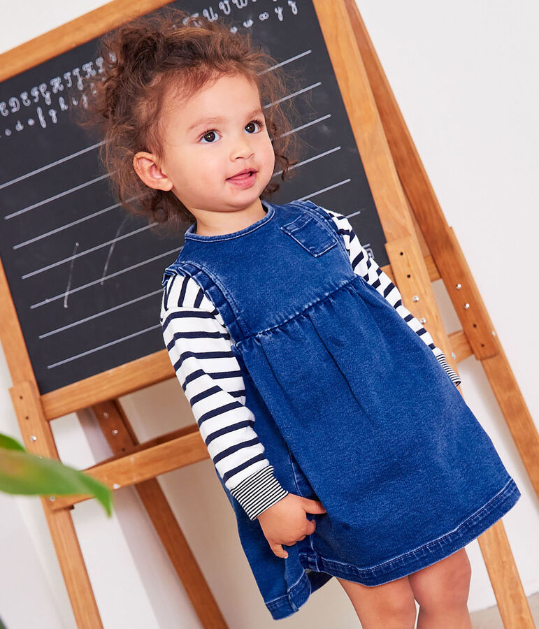 Babies' Eco-Friendly Denim Dress BLEU DELAVE blue