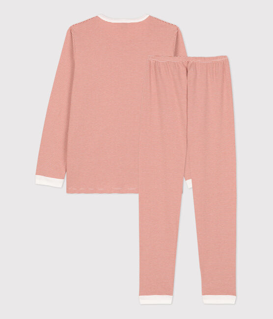 Unisex Pinstriped Cotton Pyjamas BRANDY pink/MARSHMALLOW white