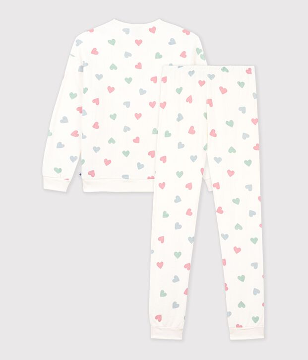 Women's cotton terry pyjamas printed with hearts Ecru/multicolor