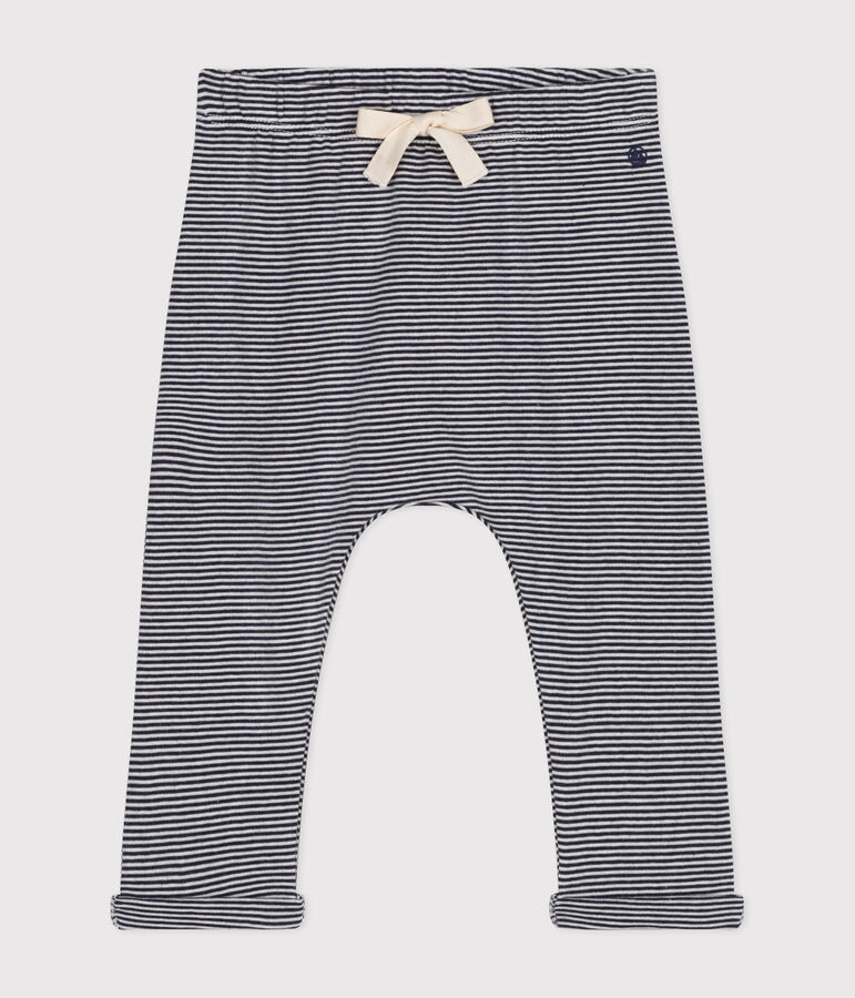 Babies' Organic Cotton Trousers SMOKING blue/MARSHMALLOW white