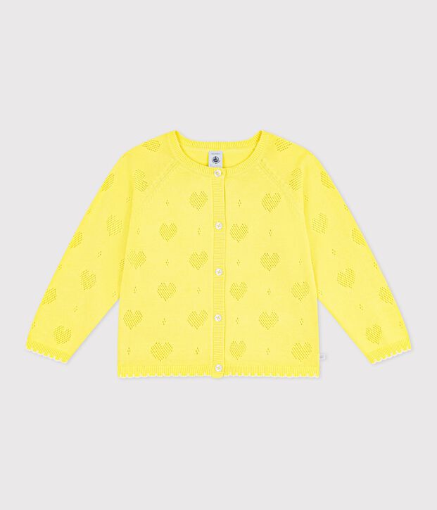 Children's plain cotton cardigan yellow