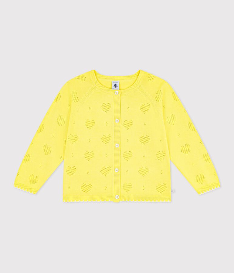 Children's plain cotton cardigan yellow