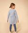 Girls' long-sleeved dress in stripy thick cotton AZUL /MONTELIMAR