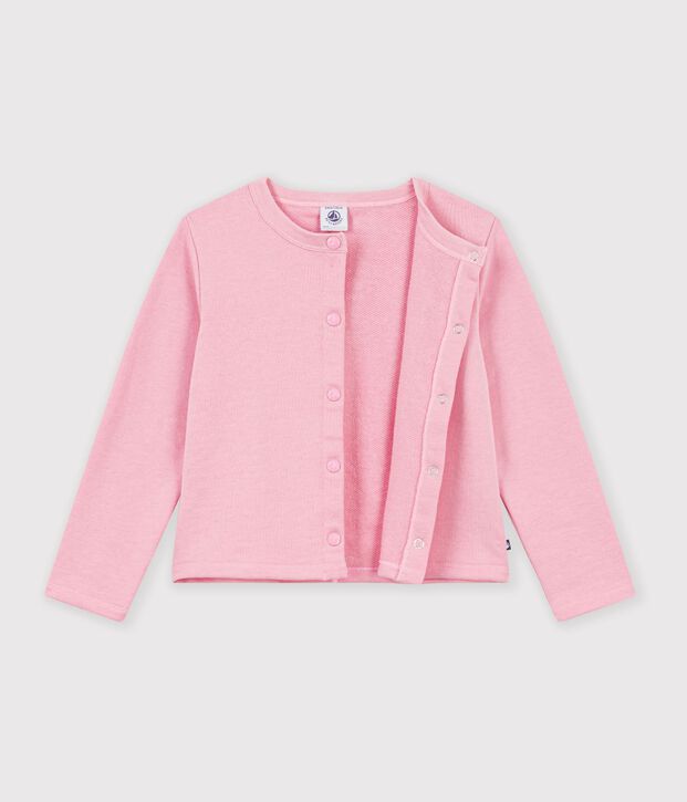 Children's plain cotton cardigan pink