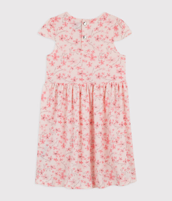Girls' Jersey Piqué Formal Dress FLEUR pink/MULTICO white