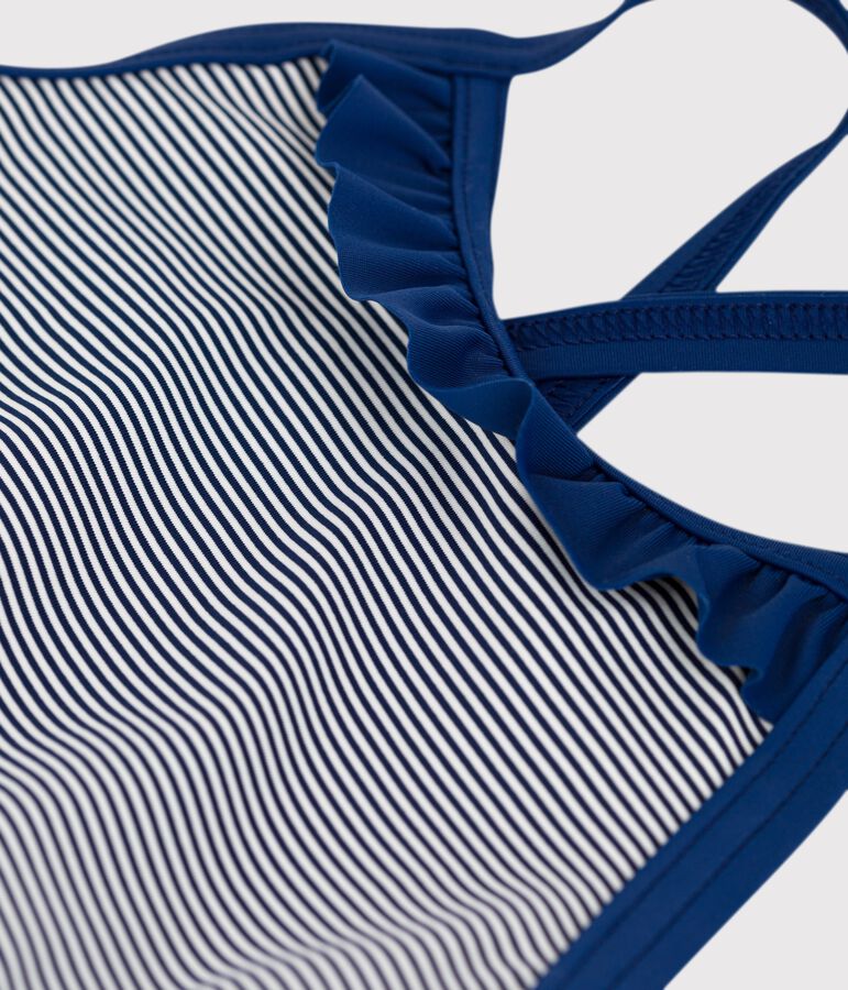 Girls' Iconic One-Piece Swimsuit blue/white