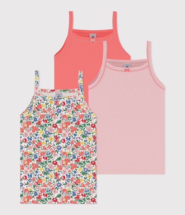 Pack of children's floral cotton tank tops multicolor