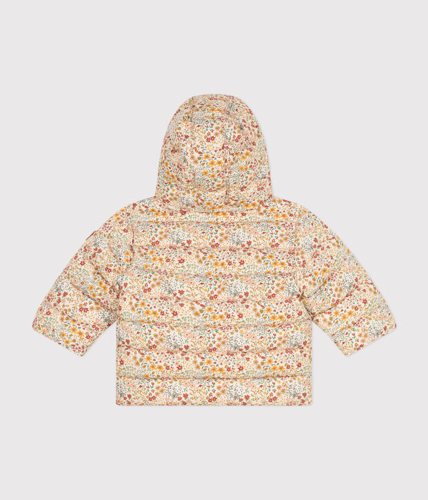 Babies' printed puffer jacket with a hood Ecru/multicolor
