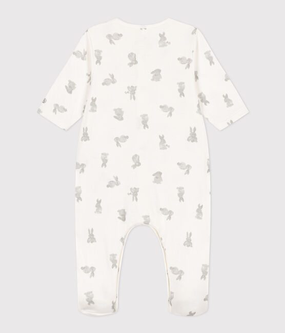 Babies' Rabbit Patterned Tube Knit Pyjamas MARSHMALLOW white/GRIS grey