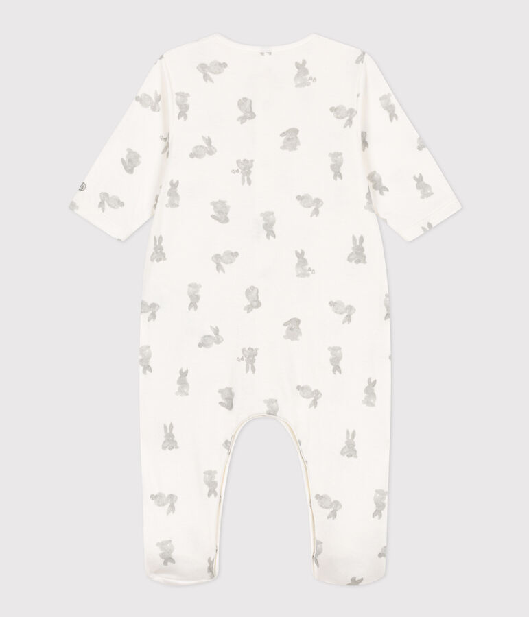 Babies' Rabbit Patterned Tube Knit Pyjamas MARSHMALLOW white/GRIS grey