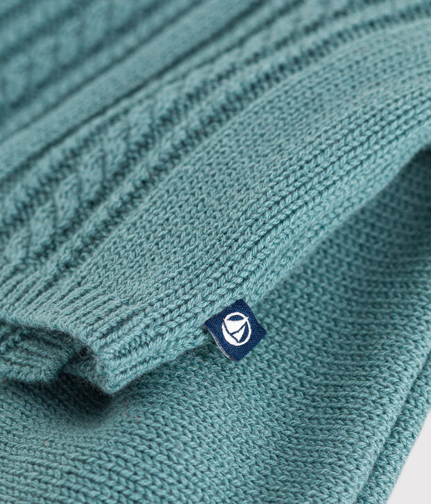 Babies' wool and cotton cardigan green