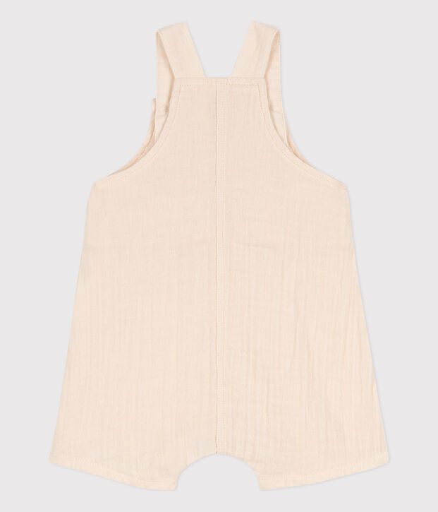 Babies' Cotton Gauze Dungaree Shorts Ecru