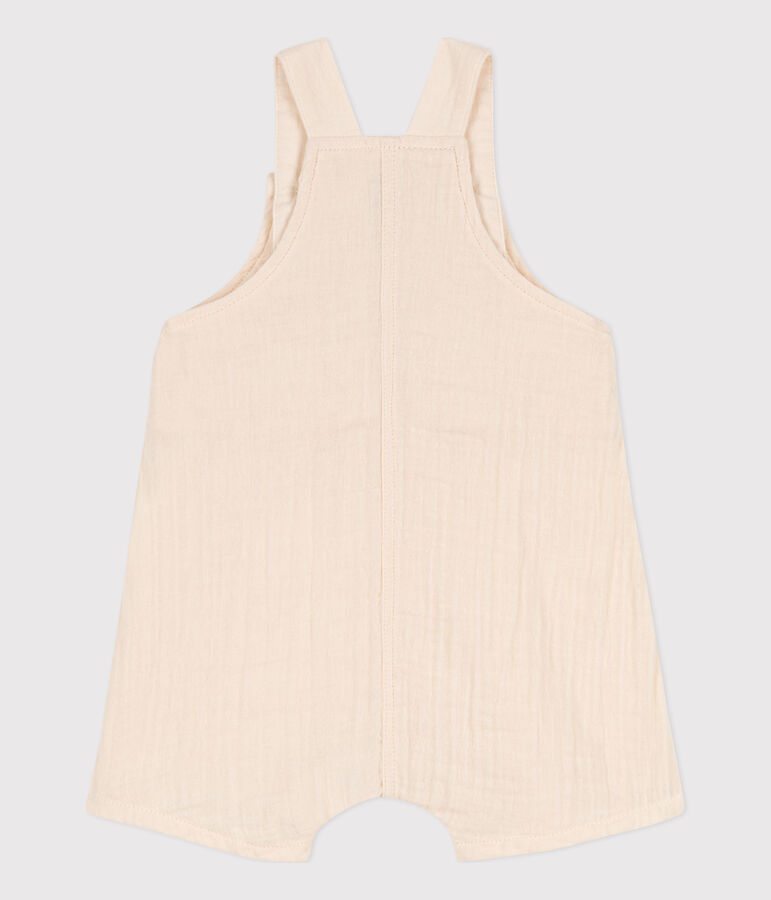 Babies' Cotton Gauze Dungaree Shorts Ecru