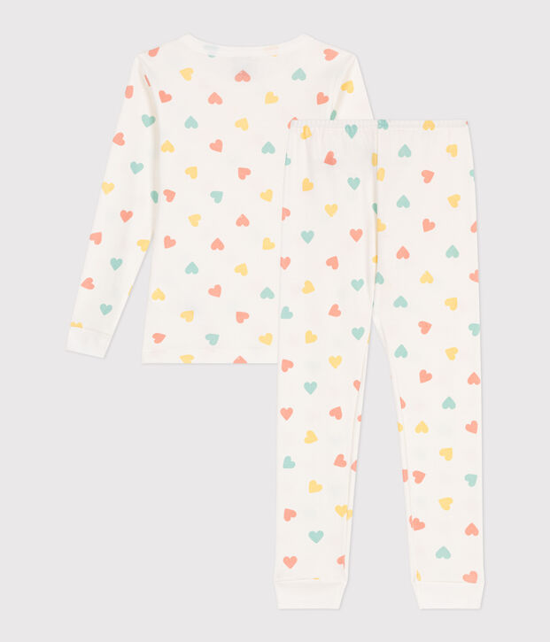 Very fitted children's pajamas in printed cotton white/multicolor