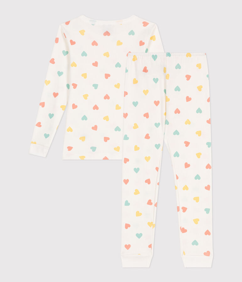 Very fitted children's pajamas in printed cotton white/multicolor