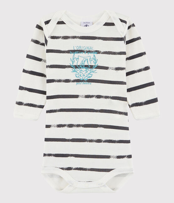 Baby Boys' Long-Sleeved Bodysuit LAIT white/MAKI grey