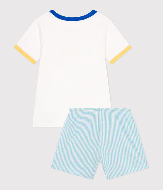 Children's short cotton pyjamas. MARSHMALLOW white/MULTICO white