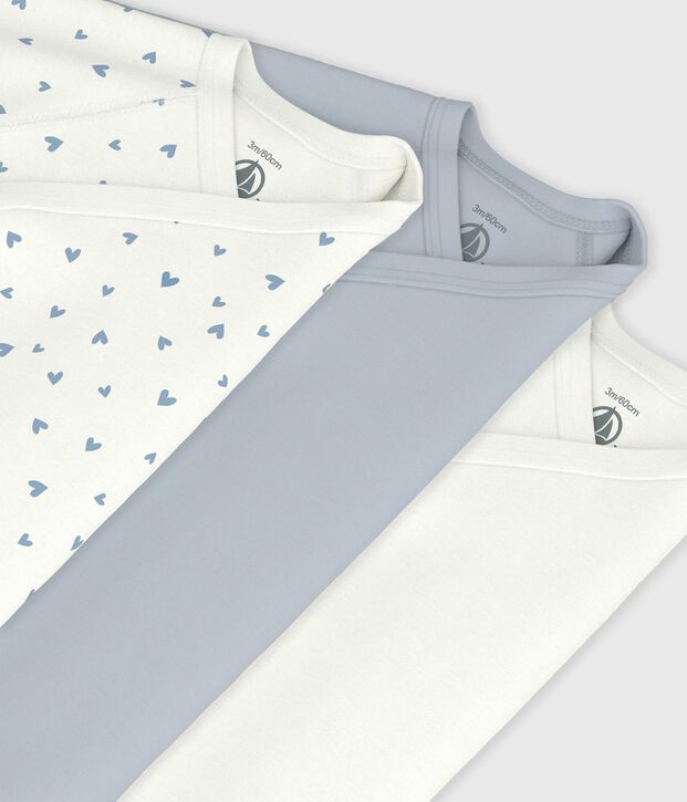 Pack of babies' long-sleeved printed cotton wrapover bodies multicolor