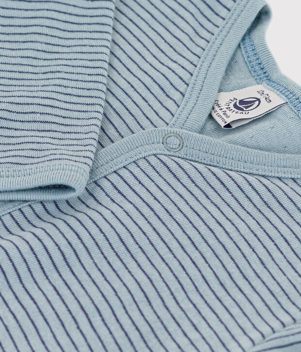 Stripy Tube Knit Sleepsuit blue/blue/blue