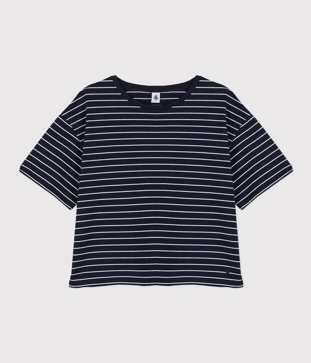 Women's Boxy Cotton T-Shirt blue/white