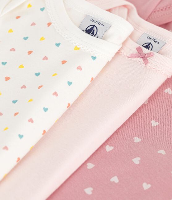 Babies' short-sleeved small heart-pattern cotton bodies - 3-Pack variante 1