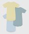Pack of babies' short-sleeved stripy cotton bodies multicolor