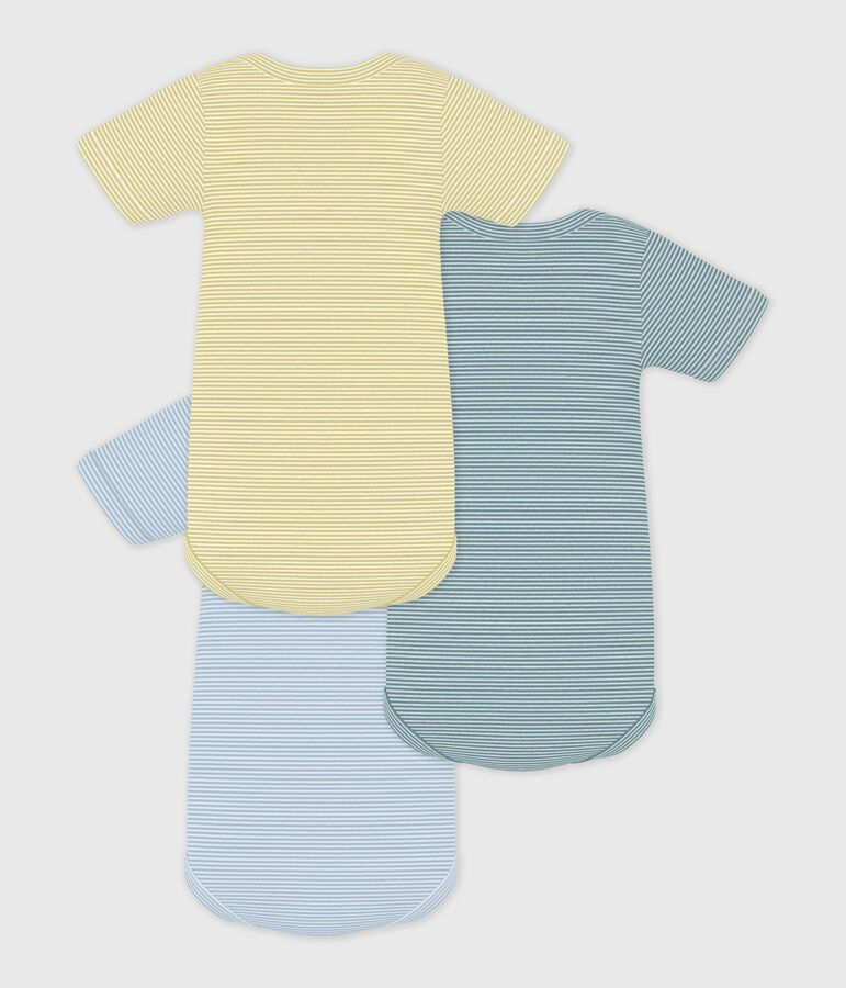 Pack of babies' short-sleeved stripy cotton bodies multicolor