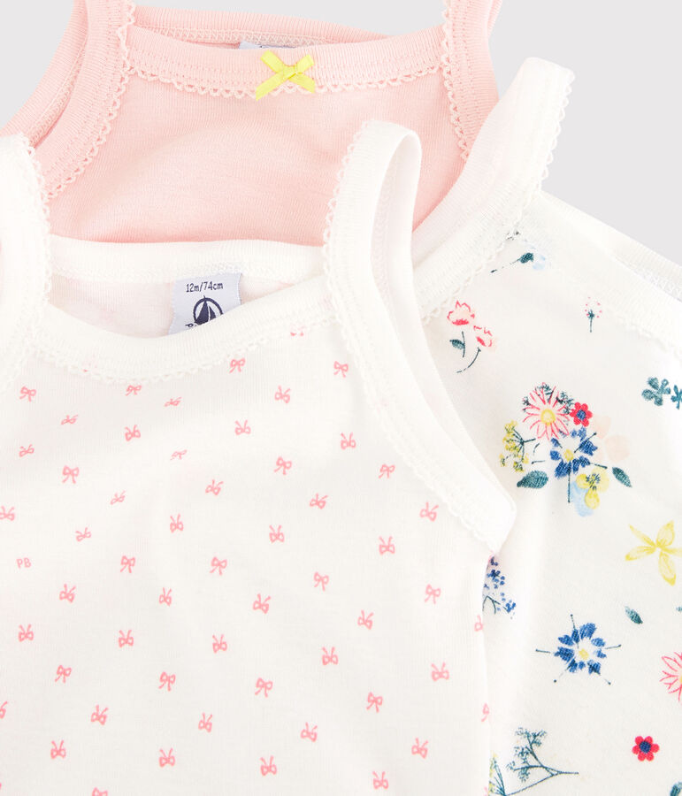 Baby Girls' Bodysuits with Straps - 3-Piece Set multicolor