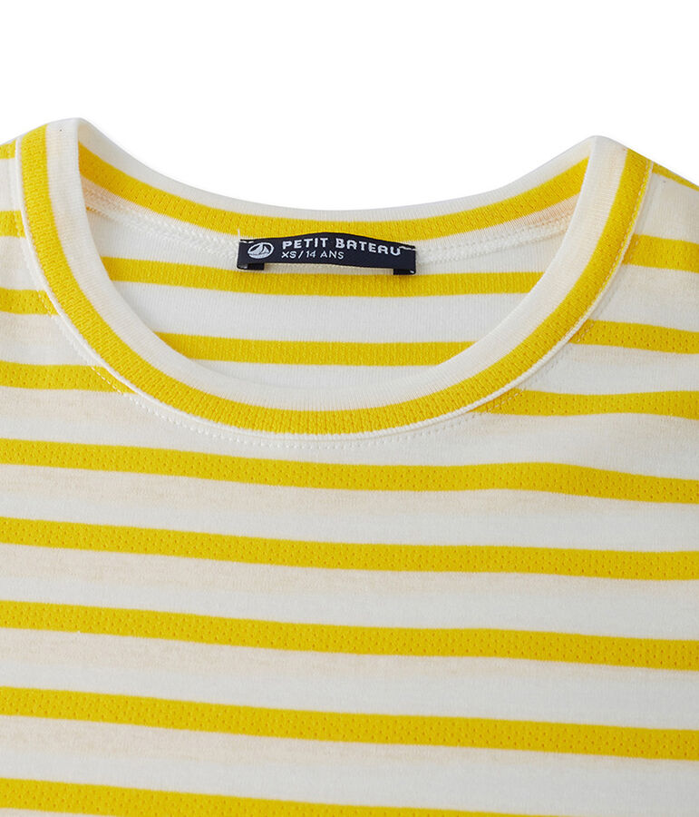 Women's T-shirt in heritage striped rib SHINE yellow/MARSHMALLOW white