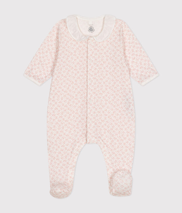 Babies' Floral Print Cotton Pyjamas white/pink