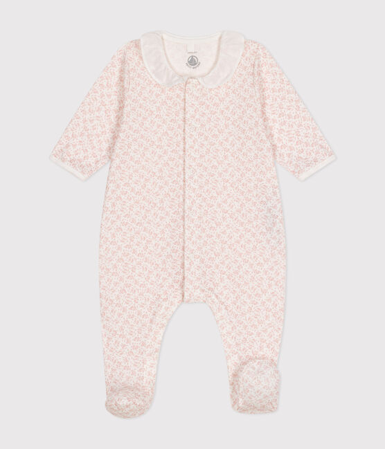 Babies' Floral Print Cotton Pyjamas MARSHMALLOW /PANTY