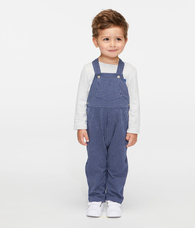 Baby Boys' Striped Knit Long Dungarees blue/white