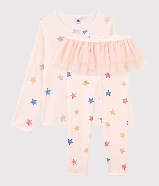 Girls' Dancer Disguise Ribbed Pyjamas FLEUR pink/MULTICO white