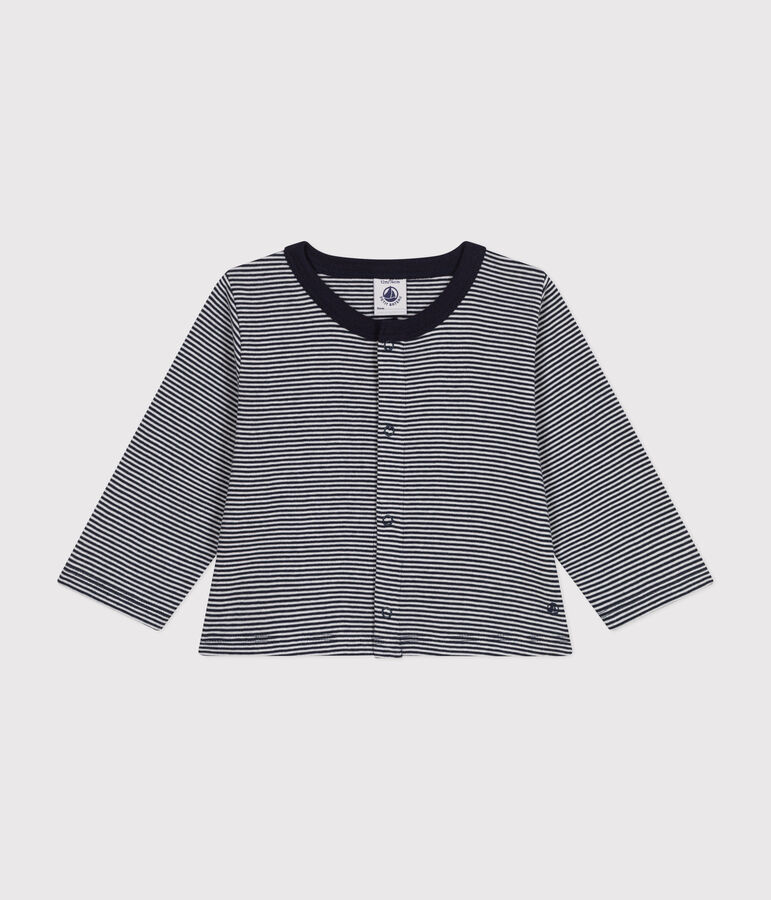 Babies' Stripy Tube Knit Cardigan blue/white