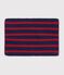 Children's stripy fleece-lined knitted snood blue/red