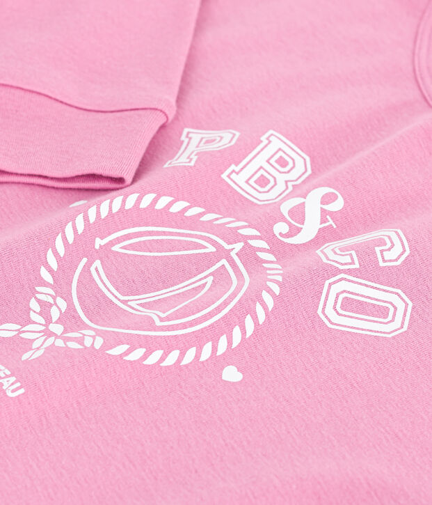 Children's long-sleeved printed cotton T-shirt pink