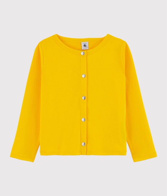 Girls' Cotton Cardigan JAUNE yellow