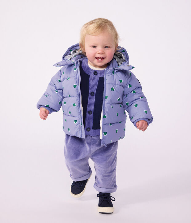 Babies' puffer jacket in animal print polyester purple/multicolor