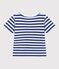 Children's short-sleeved stripy cotton T-shirt blue/white