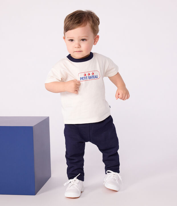 Babies' long-sleeved T-shirt with a vintage logo design white