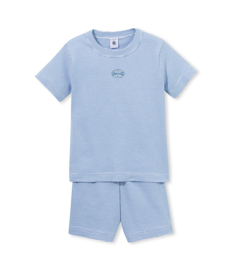 Boy's cotton milleraies short pyjamas blue/white