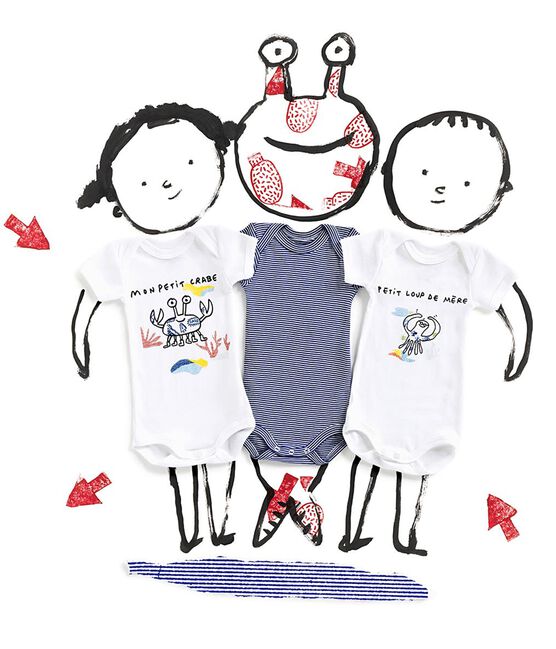 Babies' Serge Bloch Short-Sleeved Bodysuit - 3-Piece Set variante 1